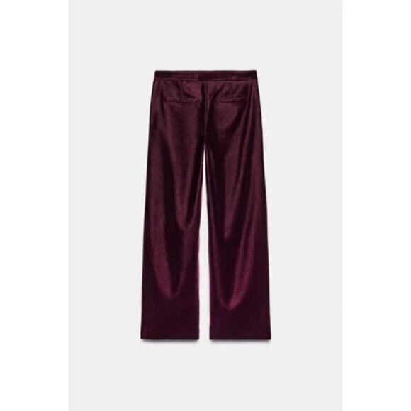 ZARA VELVET WIDE-LEG TROUSERS - Picture 8 of 9